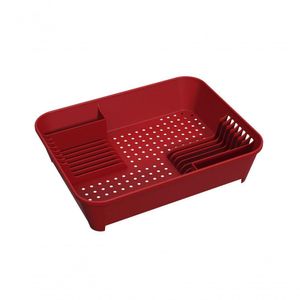 Escorredor De Louça Coza Vermelho Bold -(vermelho Escuro) 14 Pratos - 45 Cm X 35 Cm X 18 Cm