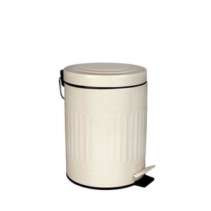 Lixeira Com Pedal E Balde Removível 5 Litros Inox Retrô Mor Cor:bege Bege