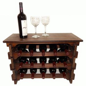 Adega Vinho Madeira 15 Garrafas Tipo Mesinha Imbuia C05