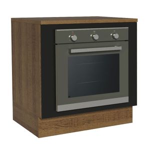 Balcão para Forno de Embutir 80 x 60 cm Com Tampo Rustic/Preto Agata, Glamy, Stella Madesa