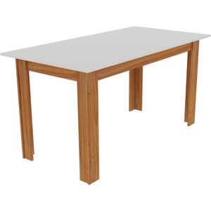 Conjunto Para Sala de Jantar Indekes Mesa Monalisa 150x76cm com 6 Cadeiras Freijó Off White e Bege