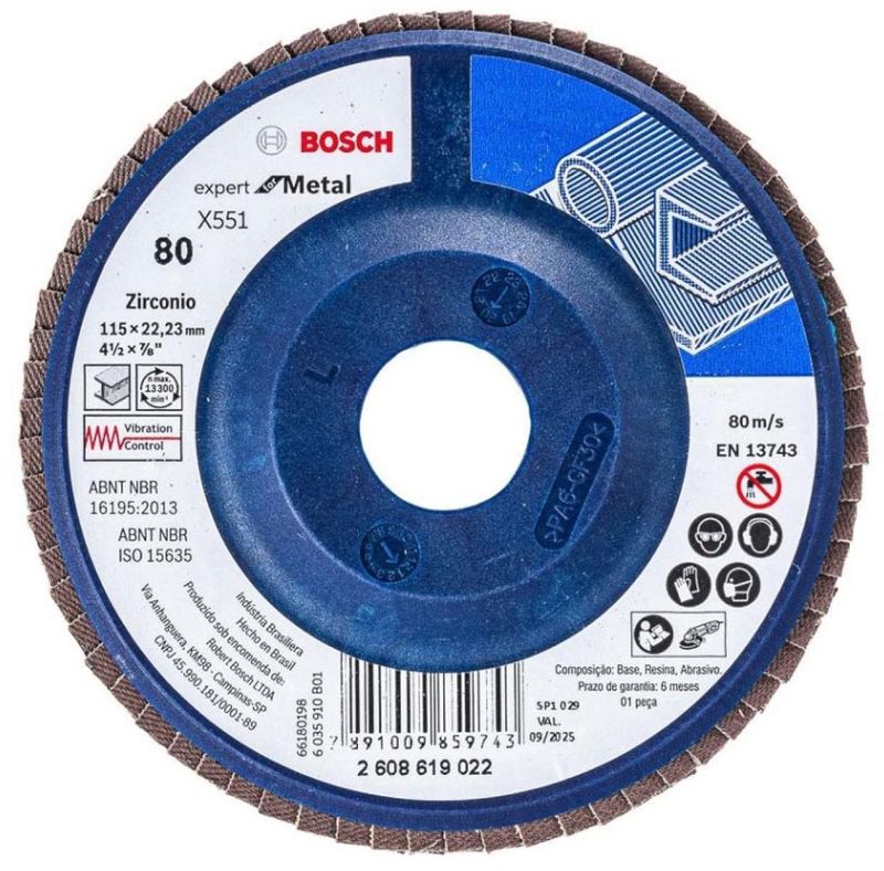 Disco Flap Desbaste Para Metal Bosch Expert Grão 80 115mm