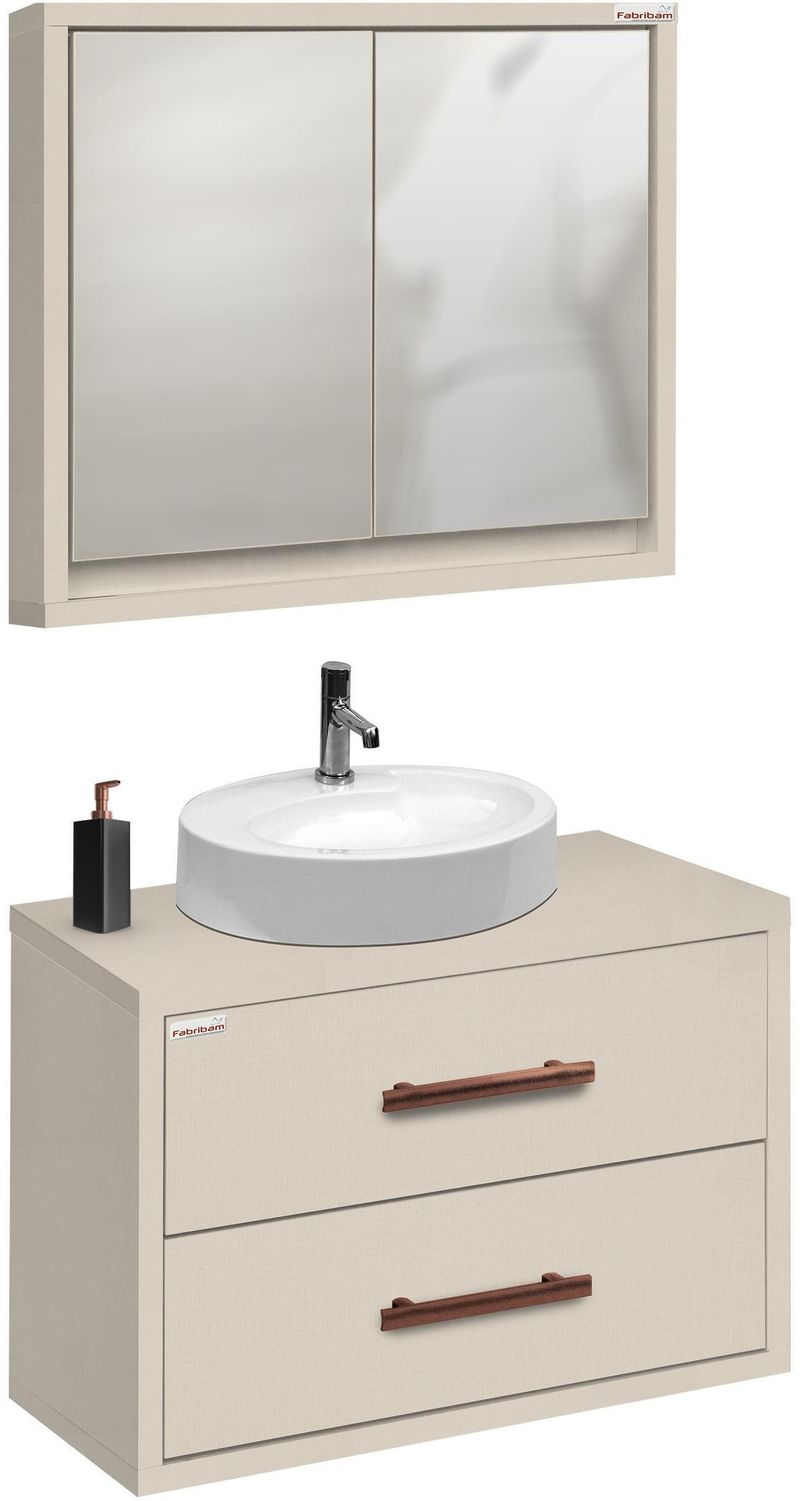 Conjunto-de-Moveis-Para-Banheiro-Fabribam-Lorena-70cm-Nude-com-Gabinete-Espelheira-e-Cuba-de-Sobrepor-Oval