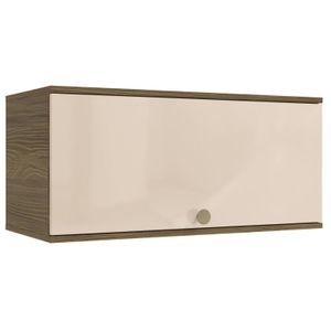 Armário Aéreo 80cm 1 Porta Basculante 100% MDF Curve Kappesberg N648-NGMC Nogueira e Macadâmia