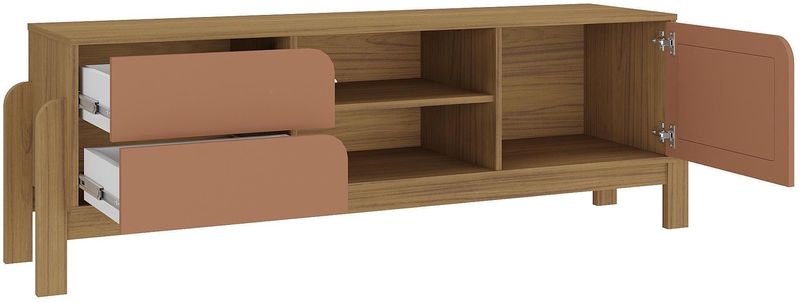 Rack-Para-TV-ate-60-Polegadas-1-Porta-2-Gavetas-Artely-Nature-Carvalho-e-Terracota