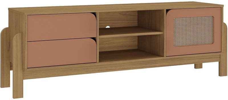 Rack-Para-TV-ate-60-Polegadas-1-Porta-2-Gavetas-Artely-Nature-Carvalho-e-Terracota