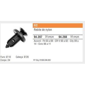 Grampo Fixacao Parachoque New Civic 06 (Tambem Serve Fixaca
