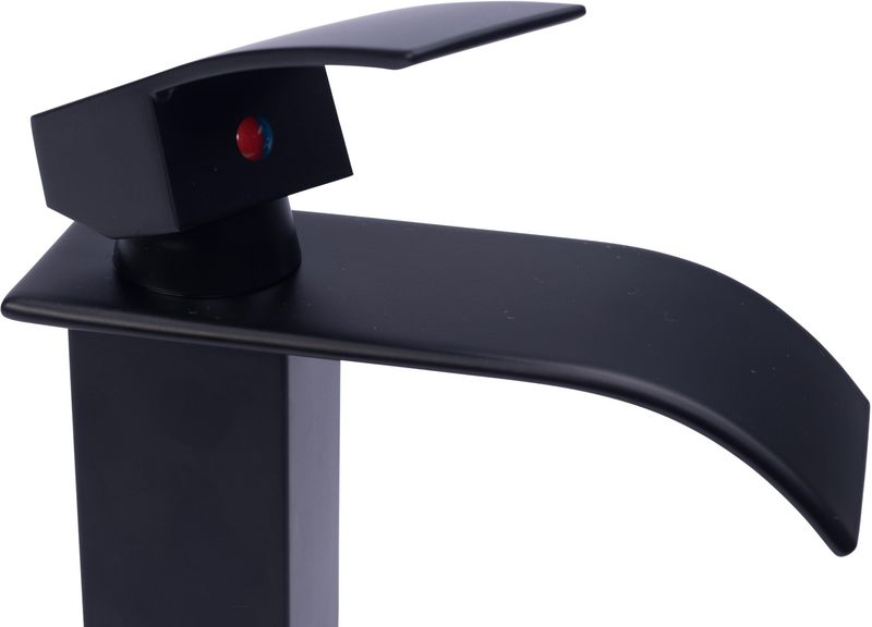 Torneira Way Banheiro Lavabo Monocomando Quadrada Cascata Luxo Bica Baixa Preto Bar-003