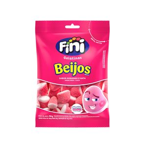 Bala de Gelatina Beijos Sabor Morango 90G - Fini