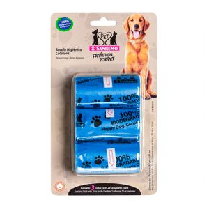 Conjunto de Sacolas Higiênicas Coletoras Pet Azuis 4L - Sanremo