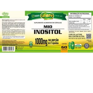 Inositol 60 Cápsulas 600mg Unilife