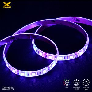 Fita de LED VX Gaming RGB com Controlador Conexao USB 120 Pontos de LED 2 Metros - LRU2