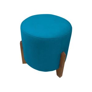 Puff Banqueta Decorativo Redondo Sala De Estar Thor Suede Cor:azul Royal
