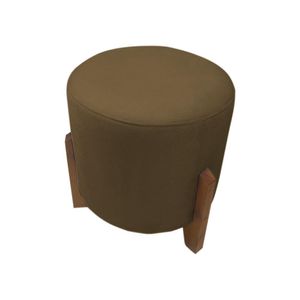 Puff Banqueta Decorativo Redondo Sala De Estar Thor Suede Cor:marrom Claro