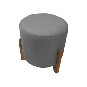 Puff Banqueta Decorativo Redondo Sala De Estar Thor Suede Cor:cinza