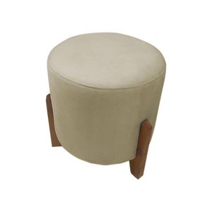 Puff Banqueta Decorativo Redondo Sala De Estar Thor Suede Cor:bege
