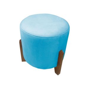 Puff Banqueta Decorativo Redondo Sala De Estar Thor Suede Cor:azul Tiffany