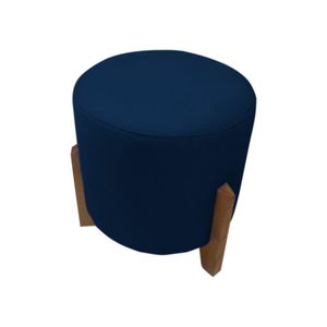 Puff Banqueta Decorativo Redondo Sala De Estar Thor Suede Cor:azul Marinho