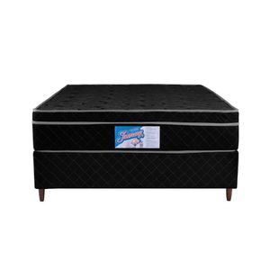 Cama Box Colchão Casal Massageador Terapêutico Tecnológico Bioquântica Vibroterapia Comfortmax Bege Preto 158x198x55cm C