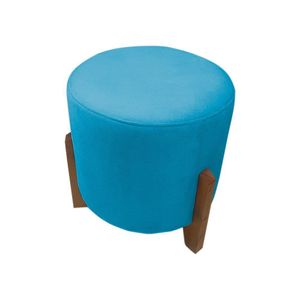 Puff Banqueta Decorativo Redondo Sala De Estar Thor Suede Cor:azul Turqueza