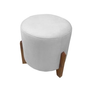 Puff Banqueta Decorativo Redondo Sala De Estar Thor Suede Cor:branco