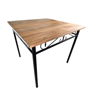 Mesa De Jantar artesanal Ferro E Madeira 4 Lugares Quadrada Tamanho 80x80cm