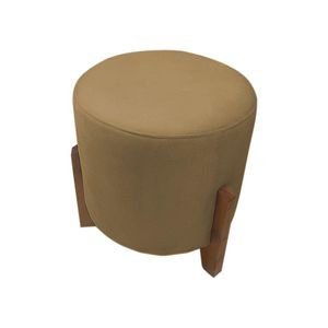 Puff Banqueta Decorativo Redondo Sala De Estar Thor Suede Cor:cappuccino