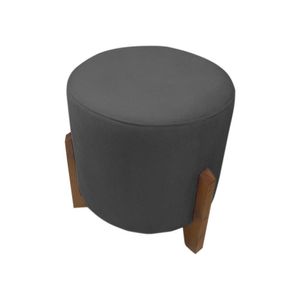 Puff Banqueta Decorativo Redondo Sala De Estar Thor Suede Cor:cinza Grafite