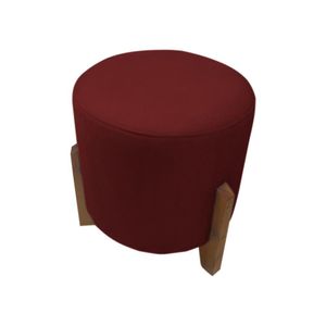 Puff Banqueta Decorativo Redondo Sala De Estar Thor Suede Cor:vermelho Bordo