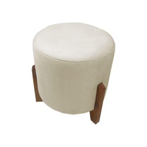 Puff Banqueta Decorativo Redondo Sala De Estar Thor Suede Cor:bege Claro