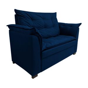 Sofá Namoradeira Dandara 2 Lug Decorativa Para Sala Suede Cor:azul Marinho