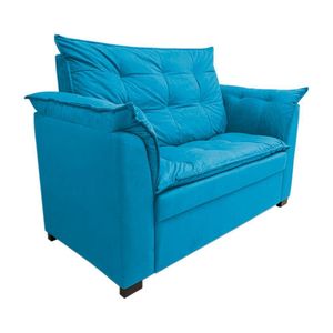 Sofá Namoradeira Dandara 2 Lug Decorativa Para Sala Suede Cor:azul Turqueza