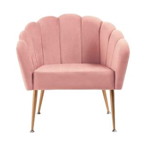 Poltrona Pétala Slim Base Aço Dourado Veludo Rosa