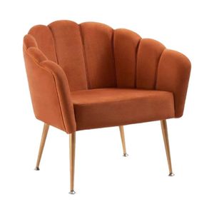 Poltrona Pétala Slim Base Aço Dourado Veludo Caramelo