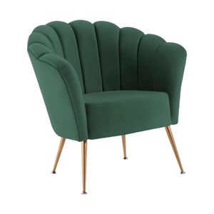 Poltrona Pétala Base Aço Dourado Veludo Verde