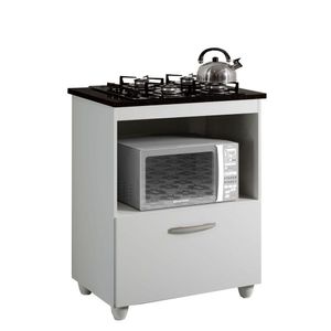 Balcão Para Cooktop 4 Bocas 1 Porta Basculante Espaço Para Micro-ondas Salvia Kaiki Móveis