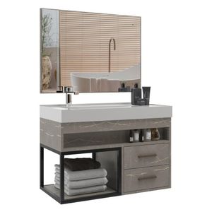 Gabinete Banheiro com Cuba e Espelheira 80cm Multimóveis VCR10071