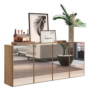 Aparador Buffet 4 Portas com Espelho Vegas Rustic