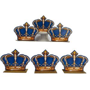 Kit Display De Mesa 6 Peças Festa Coroa Azul Masculina Mdf