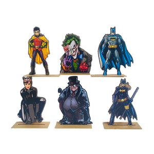Kit Display De Mesa 6 Peças Festa Liga Da Justiça Mdf