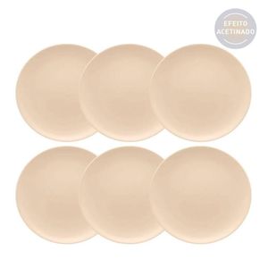 Conjunto De Pratos Rasos 06 Peças Merengue Oxford