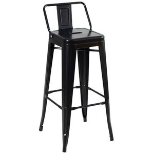 Banqueta Alta Com Encosto 76 Cm  Preto Semibrilho