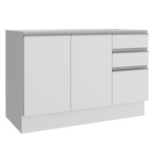 Balcão de Pia Glamy Branco 2 Portas 3 Gavetas Madesa