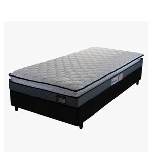 Cama Box Solteiro Colchão Espuma D33 Pillow Top Millenium 88X188X57Cm Cinza/Preto