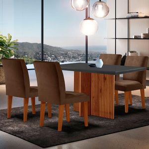 Mesa Olimpia 120 Mdf Canto Copo Com 4 Cadeiras Grecia