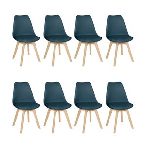 Kit 8 Cadeiras Leda Com Assento Estofado Turquesa Turquesa