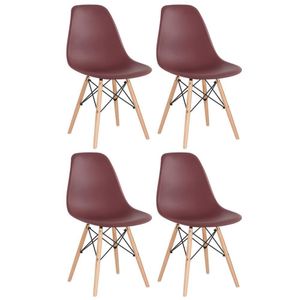 Kit 4 Cadeiras Charles Eames Eiffel Dsw Com Pés De Madeira Clara Marrom