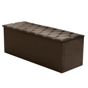 Calçadeira Baú Casal Istambul Dobuê 1,40m Suede Chocolate Chocolate