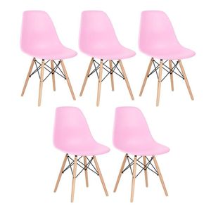 5 Cadeiras Charles Eames Eiffel Dsw Clara Rosa Claro