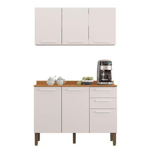 Armário De Cozinha Aereo Balcão New Valencia 6 Portas Sallet Branco